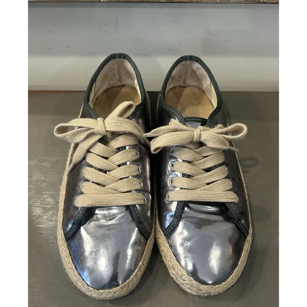 EMU Australia Agonis Mirror Gunmetal/Pewter Espadrille Sneaker Lace Up Women's 9